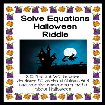 Preview of Solving Equations Halloween Riddle