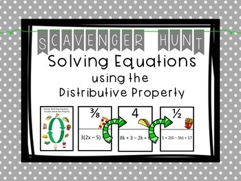 Preview of Solving Equations - Distrubitive Property - Scavenger Hunt and Exit Tickets