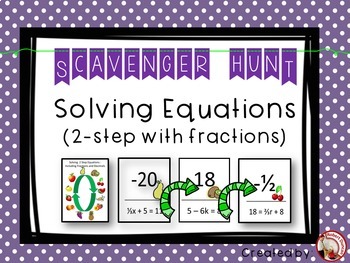 Preview of Solving 2-Step Equations - with Fractions - Scavenger Hunt