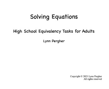 Preview of Solving Equations - High School Equivalency Tasks for Adults