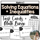 Solving Equations and Inequalities - Algebra 2 Task Cards 