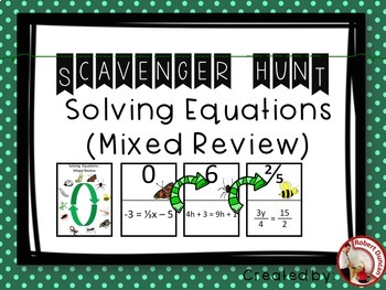 Preview of Solving Equations - Mixed Review - Scavenger Hunt and Exit Tickets