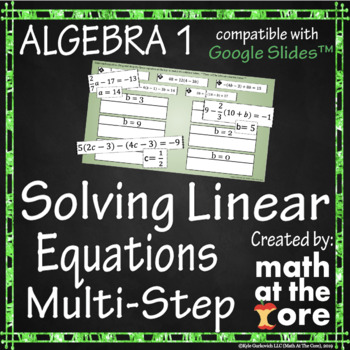 Preview of Solving Linear Equations - Multi-Step for Google Slides™
