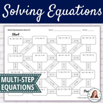 Preview of Solving Equations Multi Step Maze Activity