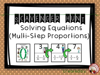 Preview of Solving Equations (Multi-step Proportions) Scavenger Hunt