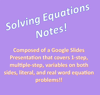 Preview of Solving Equations Notes