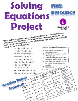 Preview of Solving Equations Project