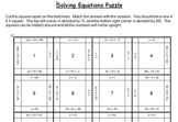 Solving Equations Puzzle - 1 and 2 steps