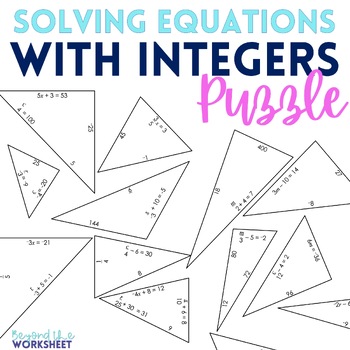 Preview of Solving Equations with Integers Math Puzzle
