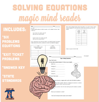 Preview of Solving Equations- Reading My Mind With Linear Functions