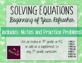 Solving Equations Review