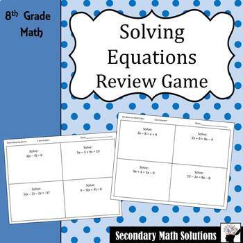 Preview of Solving Equations Review Game