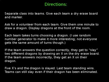 Preview of Solving Equations Review Game --- Slay the Dragon