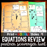 Solving Equations Review Math Partner Scavenger Hunt Activity