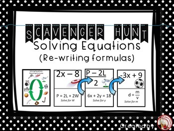 Preview of Solving Equations (Rewriting Formulas) Scavenger Hunt & Exit Tickets