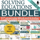 Solving Equations Scavenger Hunt BUNDLE! EIGHT Customizabl