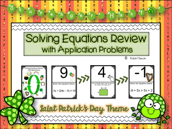 Preview of Solving Equations - Scavenger Hunt - with Application Problems