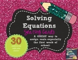 Solving Equations Seating Cards