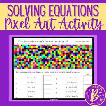 Preview of Solving Equations Summer Pixel Art Self-Checking Digital Activity