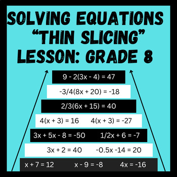 Preview of Solving Equations Thin Slicing Lesson - 8th Grade Math 8.EE.7b