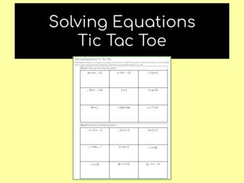 One Step Equations Tic Tac Toe Game by STEAM Ahoy