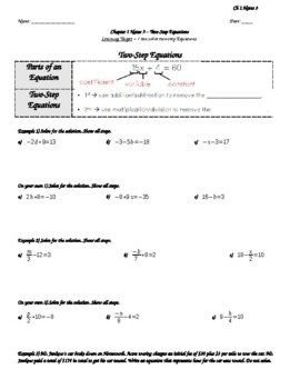 Preview of Solving Equations - Two- Step equations