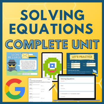 Preview of Solving Equations Unit - Digital Notes, Activities, and Assessments
