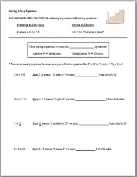 Preview of Solving Equations Unit - Guided Notes and Homework