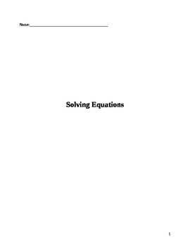 Preview of Solving Equations Unit Packet