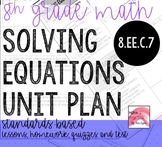 8th Grade Math Solving Equations Unit Plan Go Math 8.EEC.7