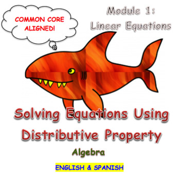 Preview of Solving Equations Using Distributive Property (English & Spanish)