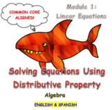 Solving Equations Using Distributive Property (English & Spanish)