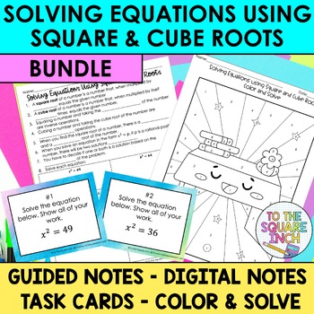 Preview of Solving Equations Using Square and Cube Roots Notes & Activities | Digital Notes