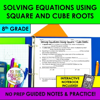 Preview of Solving Equations Using Square and Cube Roots Notes & Practice | Guided Notes