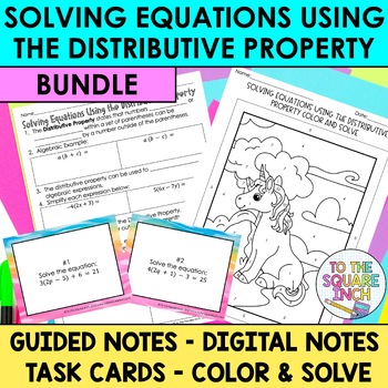Preview of Solving Equations Using The Distributive Property  Notes & Activities | Digital 