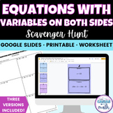 Solving Equations With Variables on Both Sides Activity Sc
