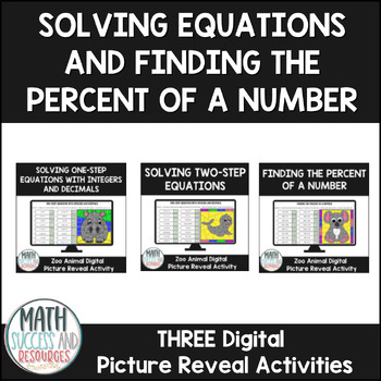Preview of Solving Equations and Percent of a Number Digital Pixel Art Acivities