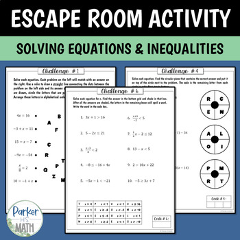 Preview of Solving Equations and Inequalities ESCAPE ROOM ACTIVITY