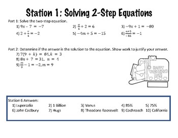 Preview of Solving Equations and Systems Valentine's Day Stations
