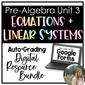 Preview of Equations and Systems of Equations Google Forms Bundle