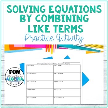 Preview of Solving Equations by Combining Like Terms Extra Practice