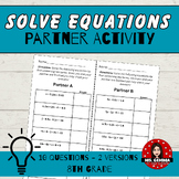 Solving Equations by Combining Like Terms : Partner Activity