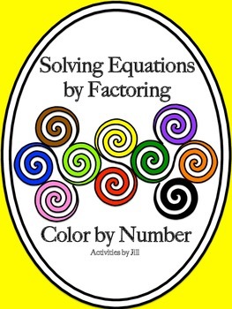 Preview of Solving Equations by Factoring Color by Number (Distance Learning)