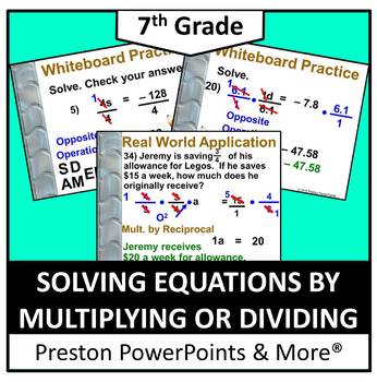 Preview of (7th) Solving Equations by Multiplying and Dividing in a PowerPoint