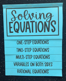 Solving Equations in Algebra 1 Editable Foldable Notes