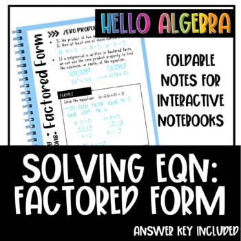 Preview of Solving Equations in Factored Form Foldable Notes for Interactive Notebooks