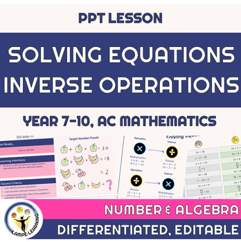 Preview of Solving Equations (using Inverse Operations) PPT Lesson