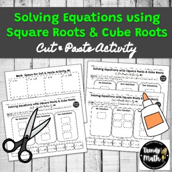 Preview of Solving Equations using Square Roots and Cube Roots - Cut & Paste Activity