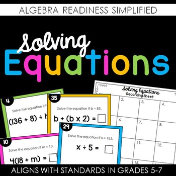 Preview of Solving Equations with 1 Variable using Order of Operations Task Cards
