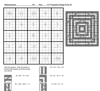 Solving Equations With Combining Like Terms Line Design Puzzle Worksheet